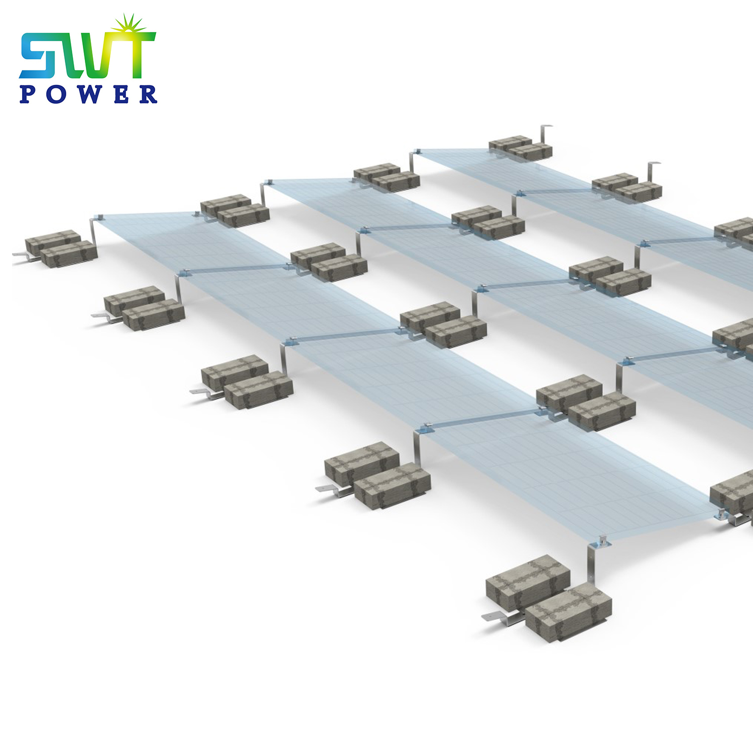 SWT Power Rail-free ballast flat roof mount Solar Mounting