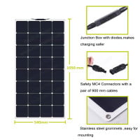 100 Watt 18 Volt SunPower ETFE Flexible Solar Panel