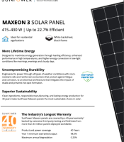 Maxeon 3 DC, 415-430 W (40-Year Warranty)