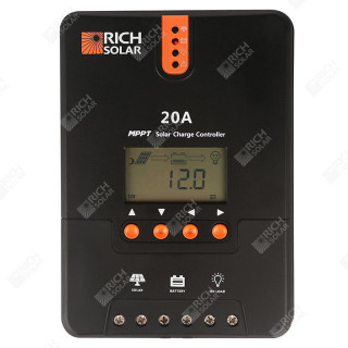RICH SOLAR 20 Amp MPPT Solar Charge Controller Negative Ground