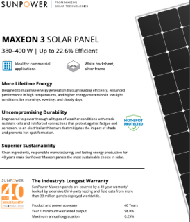 Maxeon 3 COM, 380-400 W