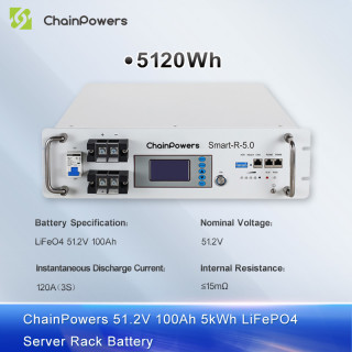 51.2V 100Ah 5kWh LiFePO4 Server Rack Battery