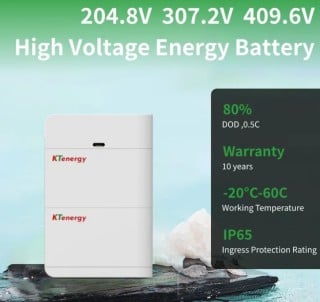 High Voltage 204.8/307.2/409.6V 50Ah 10/20Kwh LiFePO4 Stackable Batteries