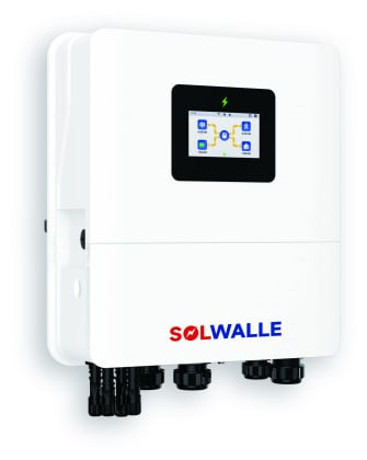 solwalle 3.6Kw 5kw 6Kw Eco Hybrid inverter,2MPPT,Battery 48Vdc. 230Vac,IP65 Within Wifi&CT, Touch LCD,9pcs parallel