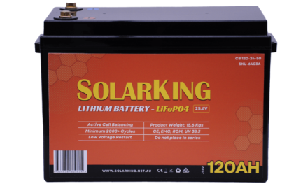 25.6V 120AH SolarKing Lithium Iron Plastic Case CB-120-24-50